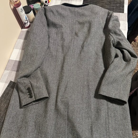 Gap grey herringbone wool blend overcoat men’s XL - Picture 6 of 9